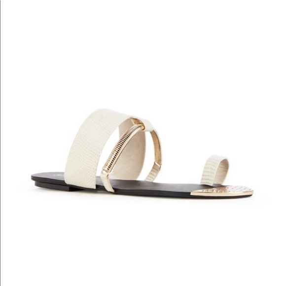 JustFab | Nude & Gold Snake Print Glam Chic Single Toe Sandals - Picture 6 of 9